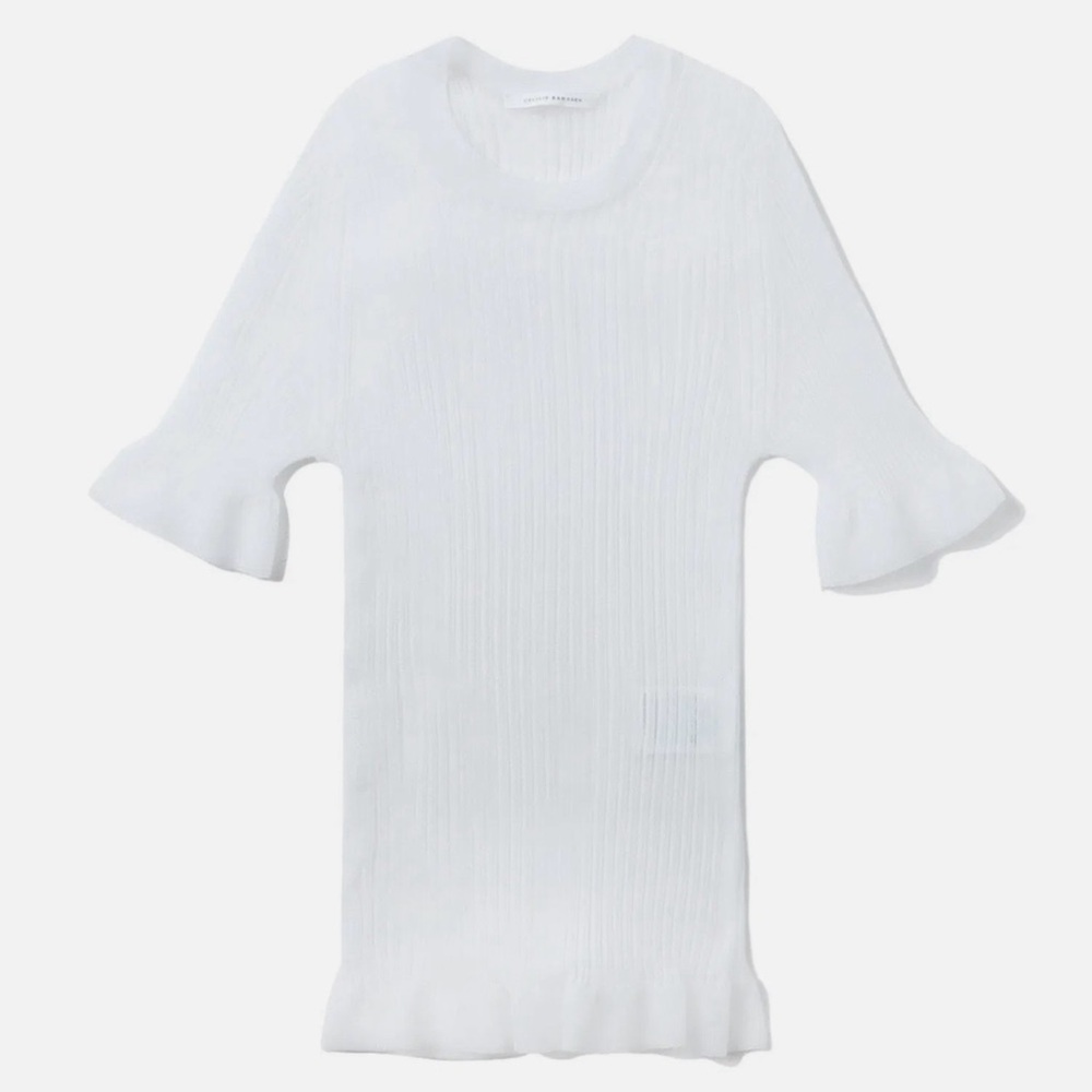 Cecilie Bahnsen Sheer Ribbed Fabienne Blouse Shirt Ethereal White M\L